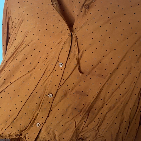 & Other Stories polka dot camel button up top - Picture 4 of 4